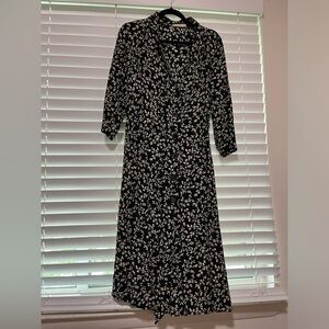 MNG CASUAL floral black and white dress.
